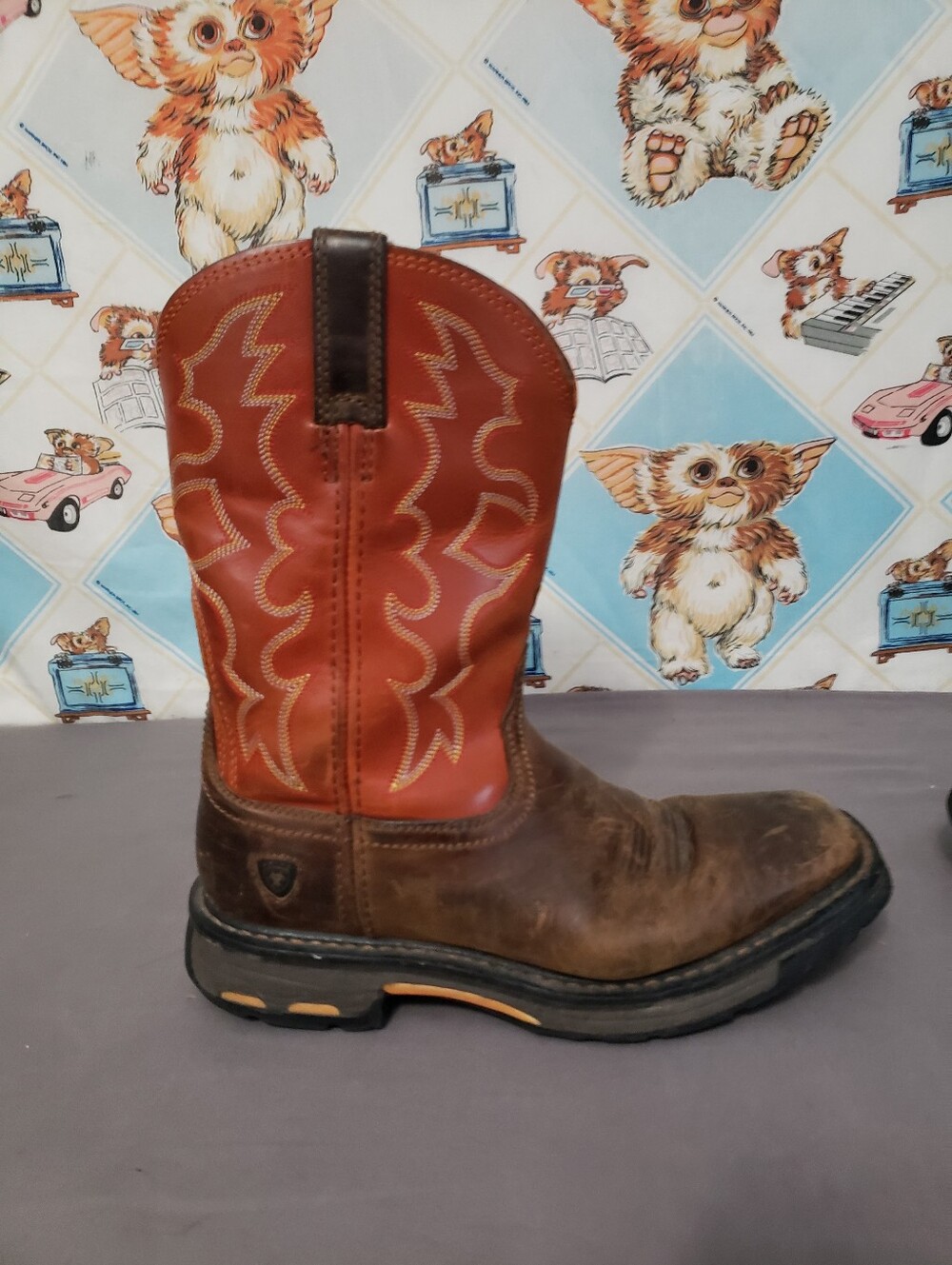 Ariat Men's Two-Tone Brown & Orange Western Work Boots Size 9D - Picture 2 of 11